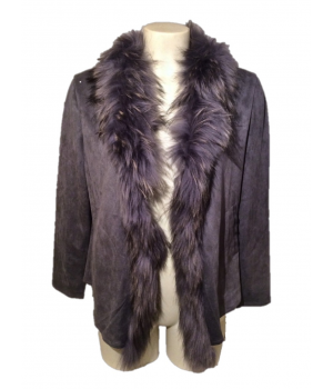 Suede jacket with fox fur...